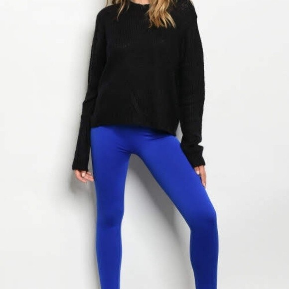 Blue High Waisted Leggings - Picture 3 of 3